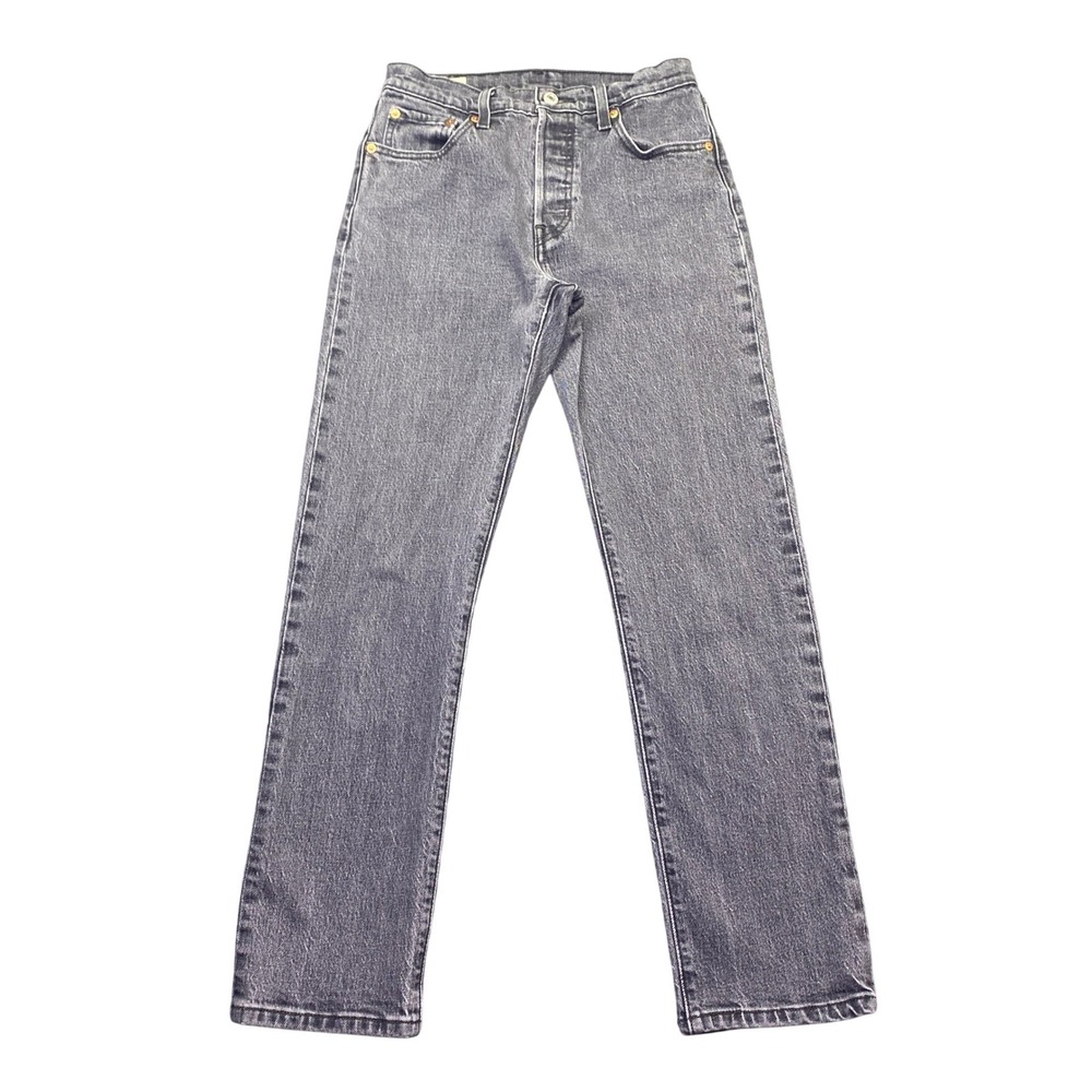 Levis 501 Original Premium Gray Acid Wash High Rise Straight Leg Jeans Sz 25